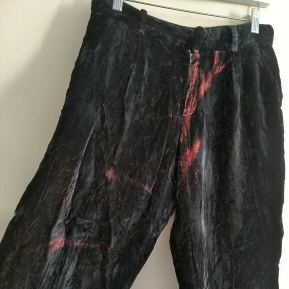 Collina Strada New York Crushed Velvet Pants Sz M straight leg cropped $400